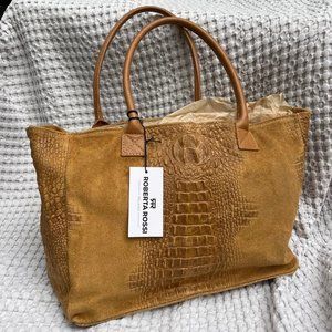 Roberta Rossi Croc Embossed Shoulder Tote Bag - nwt